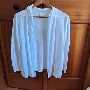 Cynthia Rowley Cream Open-Front Hooded Cardigan